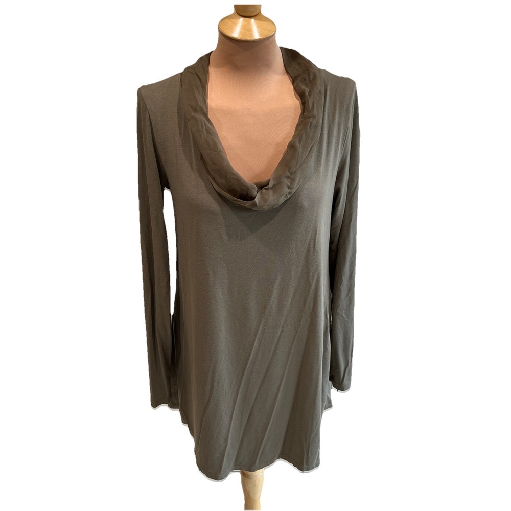 Vintage Only Hearts Tunic Olive Green Cowl Neck‎ Long Sleeve Boho Lagenlook